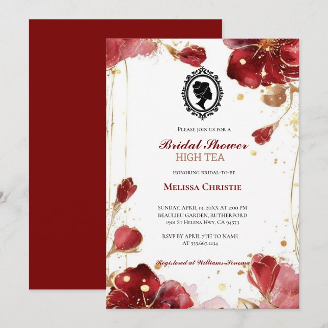 high tea garden party,beautiful soft pastel  invitation (Front/Back)