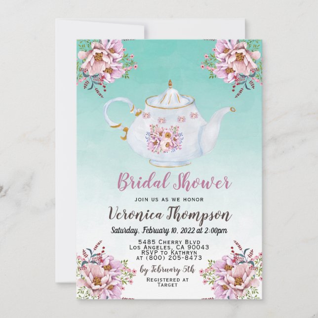 High Tea Party Bridal Shower Invitation (Front)