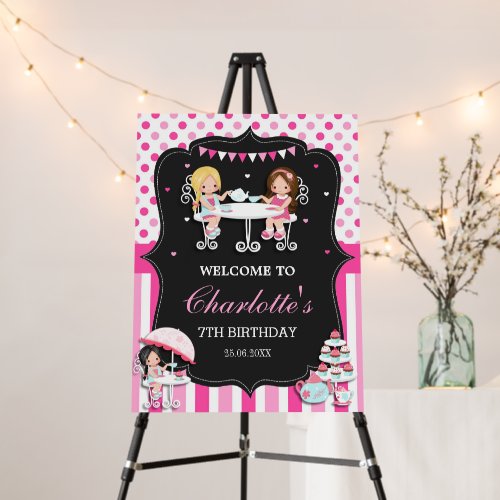 High Tea Party Girl Birthday Pink Welcome Foam Board