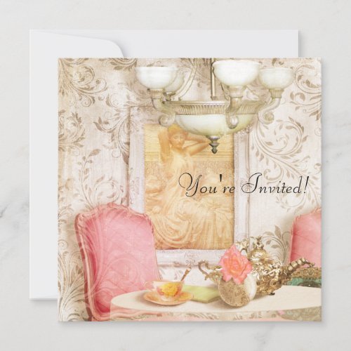 High Tea Party Invitation Shabby Chic Victorian Invitation