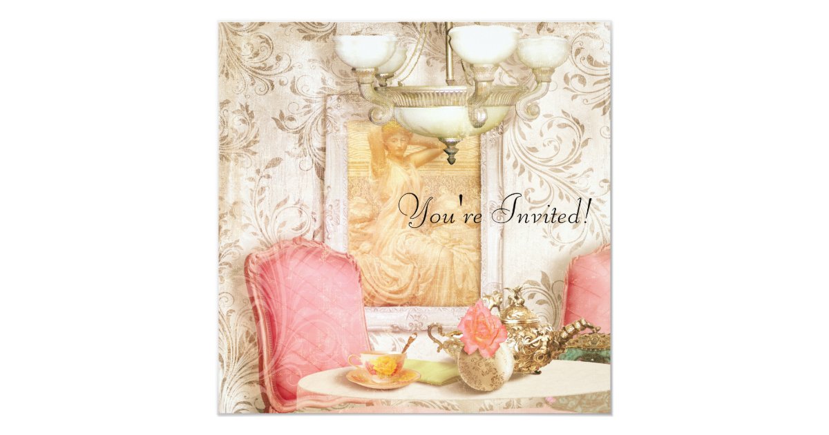 High Tea Party Invitation Shabby Chic Victorian Invitation Zazzle Com
