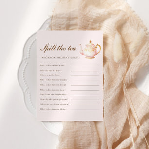 High Tea Pastel Pink Bridal Shower Party Game Enclosure Card