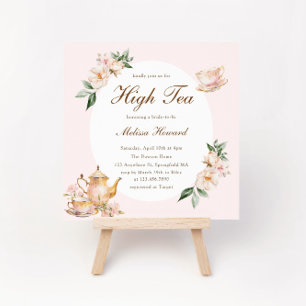 High Tea Pastel Pink Gold Bridal Shower Invitation