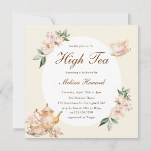 High Tea Pastel Yellow Gold Bridal Shower Invitation