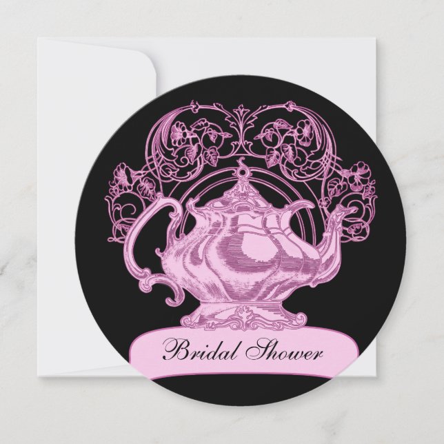 High tea pink black invitation (Front)