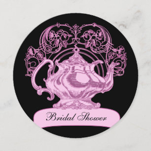 High tea pink black invitation