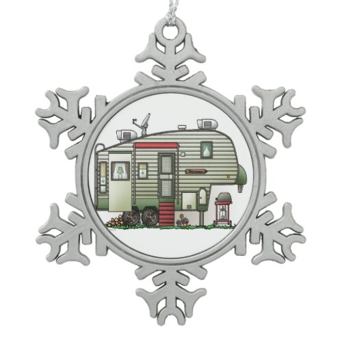 High Tech 5th Wheel Snowflake Pewter Christmas Ornament
