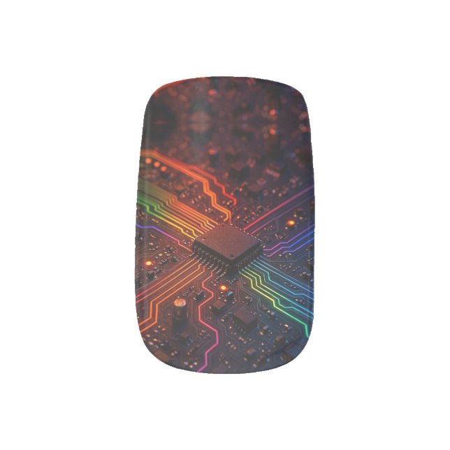High Tech Circuit Board Minx Nail Art (Left Thumb)