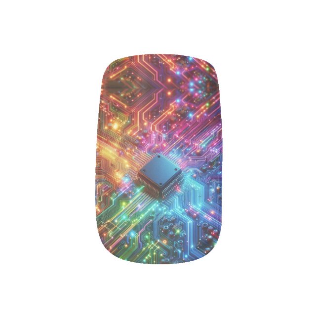 High Tech Circuit Board Minx Nail Art (Left Thumb)