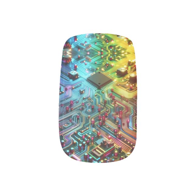 High Tech Circuit Board Minx Nail Art (Left Thumb)
