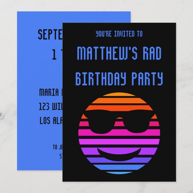 High Tech Cool Emoji Boys Birthday Party Invitation (Front/Back)