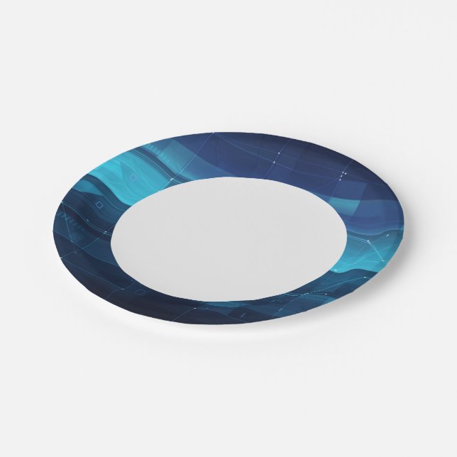 High tech digital background paper plates (Angled)