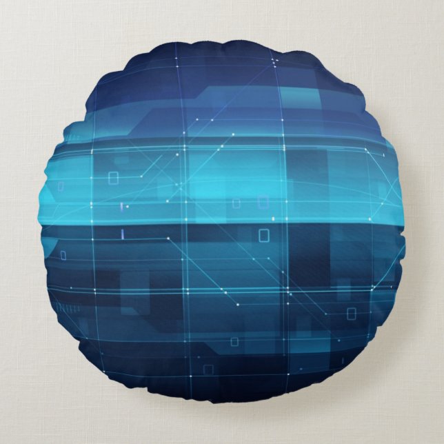 High tech digital background round pillow (Front)