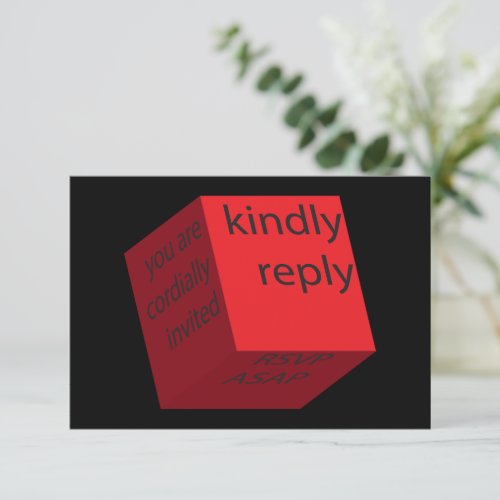 High Tech Geometric Red Modern Wedding RSVP Card