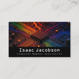 High Tech Rainbow Circuit Board Business Cards