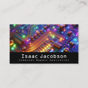 High Tech Rainbow Circuit Board Business Cards