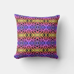 High Tech Sci Fi Neon Purple Yellow Pink Throw Pillow