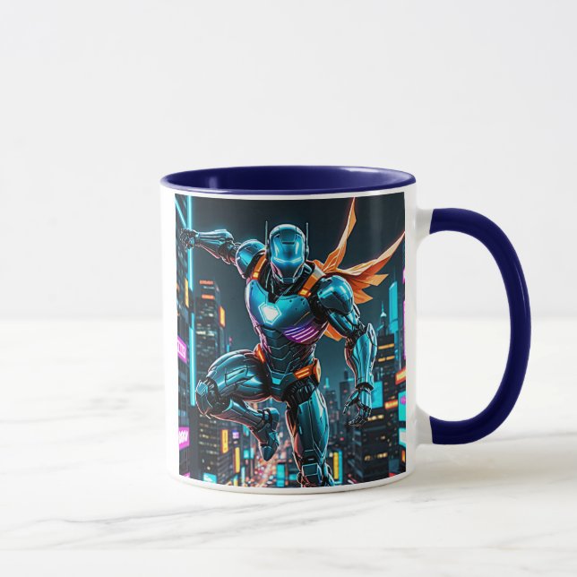 High-tech superhero robot with futuristic armor. mug (Right)