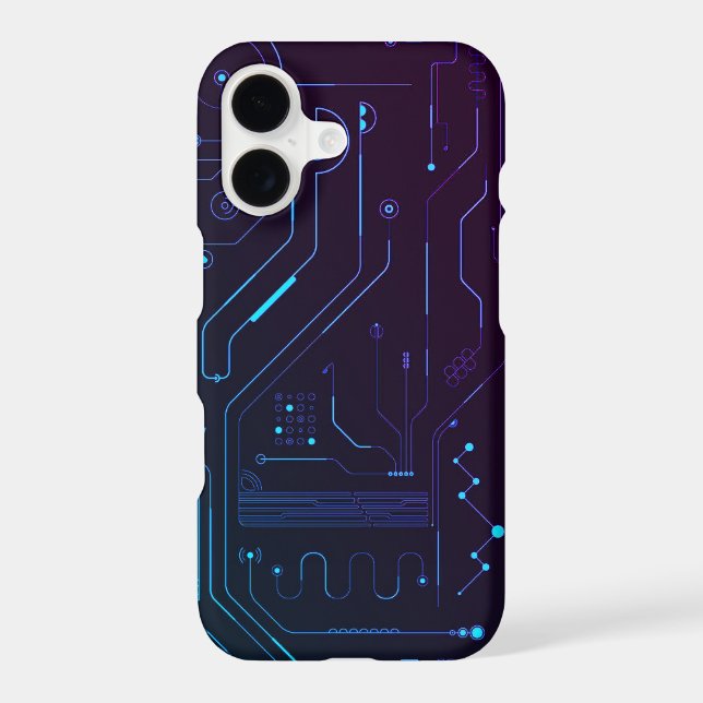 High tech technology wallpaper circuit board engin iphone case (Back)