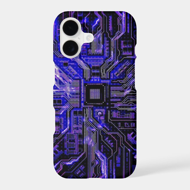 High tech technology wallpaper circuit board engin iphone case (Back)