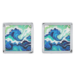 🌊 “High Tide, Higher Style” Ocean Wave Cufflinks