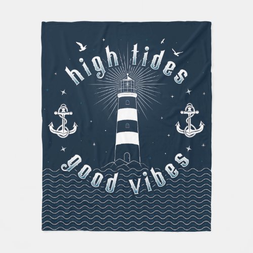 High Tides Good Vibes Fleece Blanket Medium