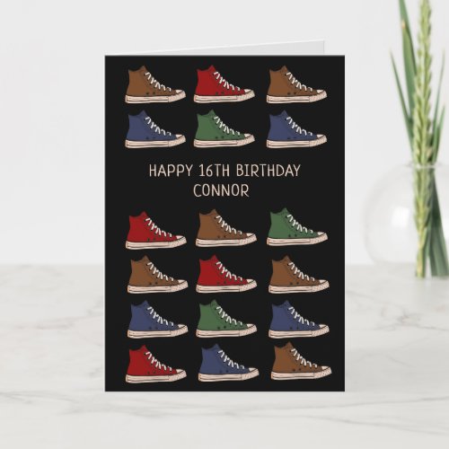 High_top sneakers shoes design birthday card