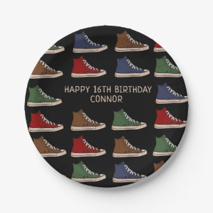 High-top sneakers shoes design birthday paper plates