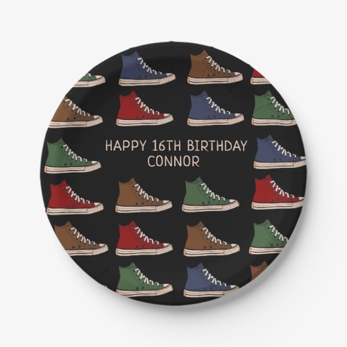 High_top sneakers shoes design birthday paper plates