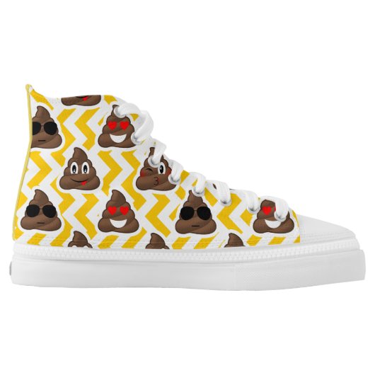High Top Sneakers With Poop Emojis (yellow) (Left Shoe Inside)