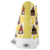 High Top Sneakers With Poop Emojis (yellow) (Left Shoe Back)