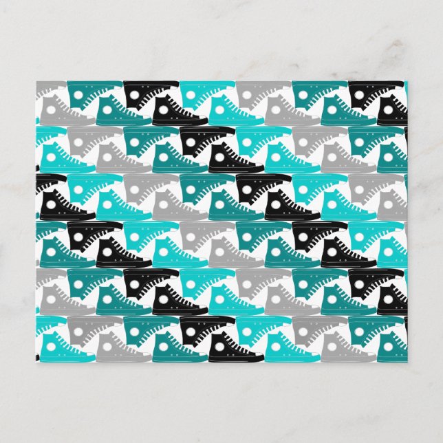 High Tops Teal-n-Black Shoes Postcard (Front)