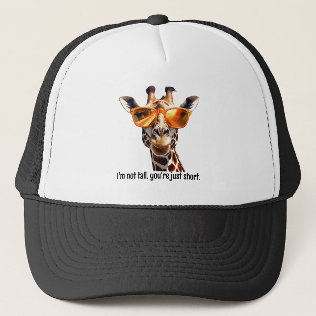 High View Giraffe With Sunglasses Trucker Hat (Front)