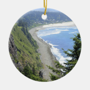 High View of Oregon Coast Ceramic Ornament
