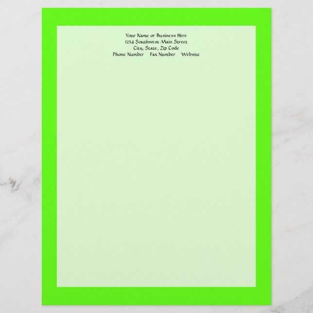 High Visibility Neon Green Letterhead (Front)