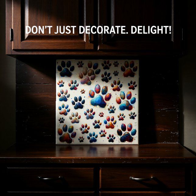  High-voltage colored canine paw print  Ceramic Tile (Creator Uploaded)