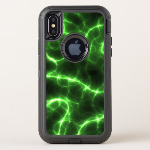 High Voltage Green OtterBox Defender iPhone X Case