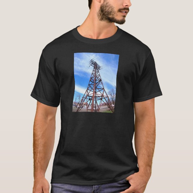 High-voltage tower with wires T-Shirt (Front)