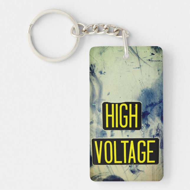 High Voltage Warning Sign - FUNNY Keychain (Front)