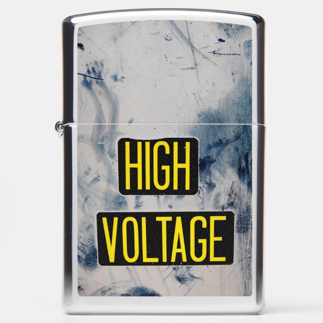 High Voltage Warning Sign - FUNNY Zippo Lighter (Front)
