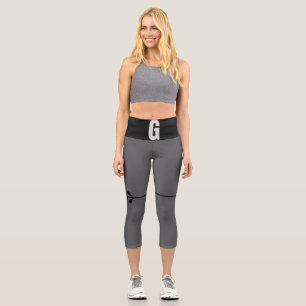 High waist gray capri leggings