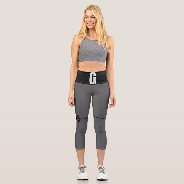 High waist gray  capri leggings (Front)
