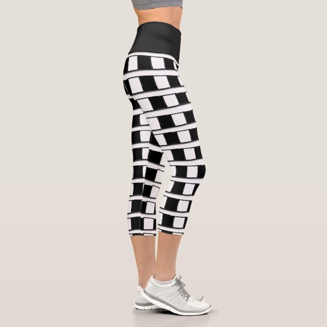 High Waisted Capri Black & White Checkered  Leggings (Right)