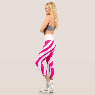 High Waisted Capri Hot Pink Leopard Leggings
