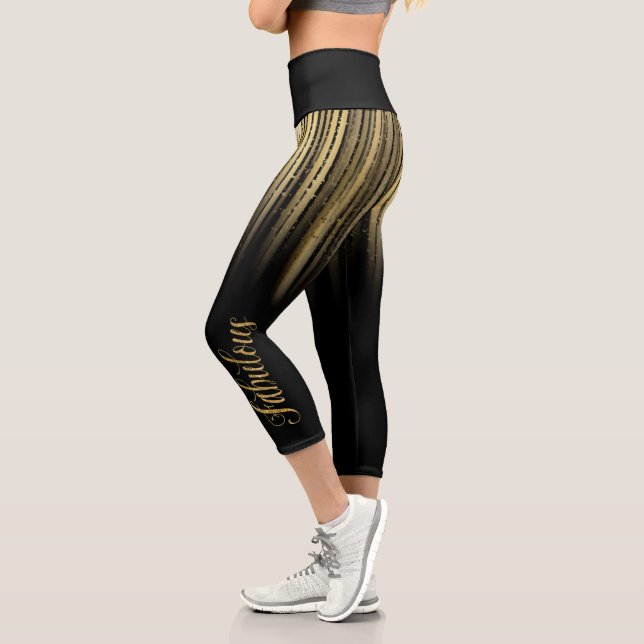 High Waisted Capris negro con amarillo (Left)