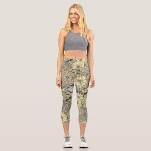 High Waisted Floral  Capri Leggings