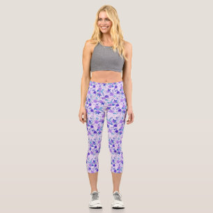 High Waisted Floral  Capri Leggings
