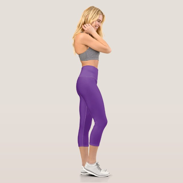 High Waisted Yoga Capris, Purple All Around Capri Leggings (Right)