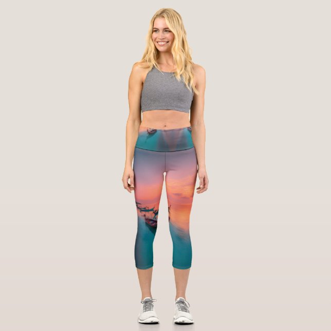 High Waisted Yoga Capris, XS (0-2) Capri Leggings (Front)