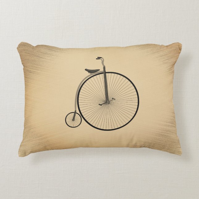 High-Wheel Antique Bicycle Rustic Accent Pillow (Front)